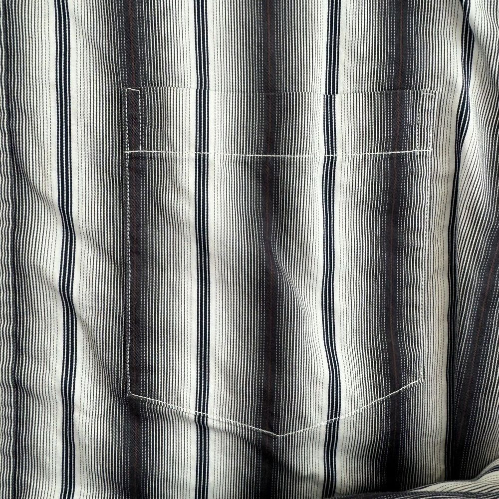 Tailorbyrd Shirt Mens Large Black White Striped Button Up Pocket Flip Cuff - Picture 4 of 12